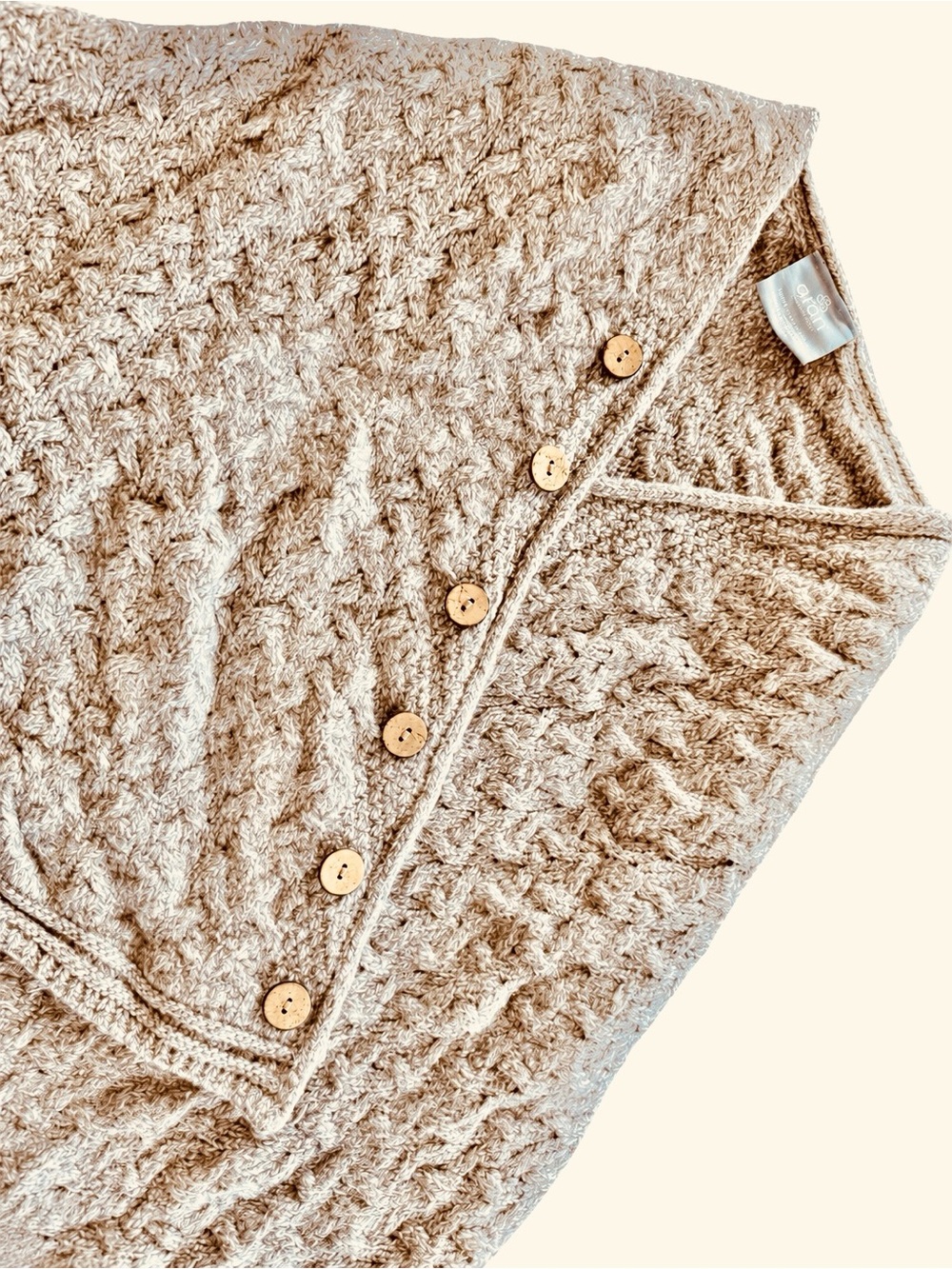 Aran Woollen Mills Merino Wool Cape oat beige OS